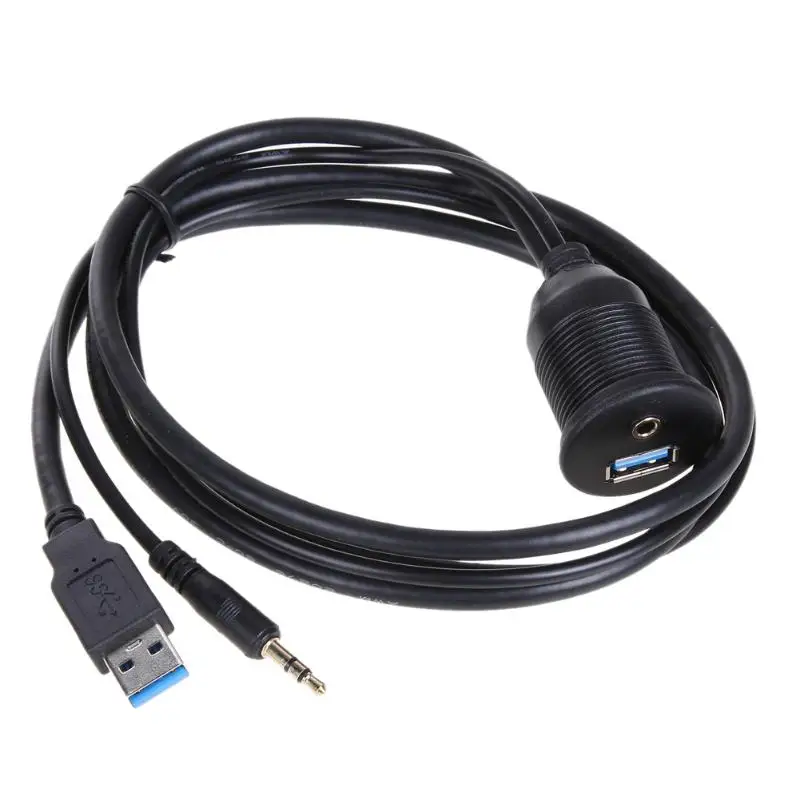 VODOOL 1 м USB 3 0 и 5 мм AUX папа к женскому приборной панели удлинитель Кабель для
