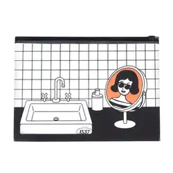 Прозрачный файл сумка мультфильм водонепроницаемые канцелярские принадлежности ручка чехол для хранения повседневных предметов дом