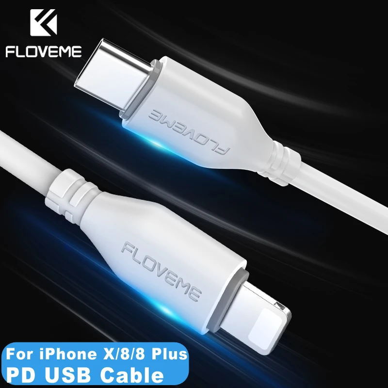 FLOVEME 18 Вт PD USB кабель type C для освещения для iPhone X XS Max XR 8 Plus быстрое зарядное устройство usb type C кабель для передачи данных