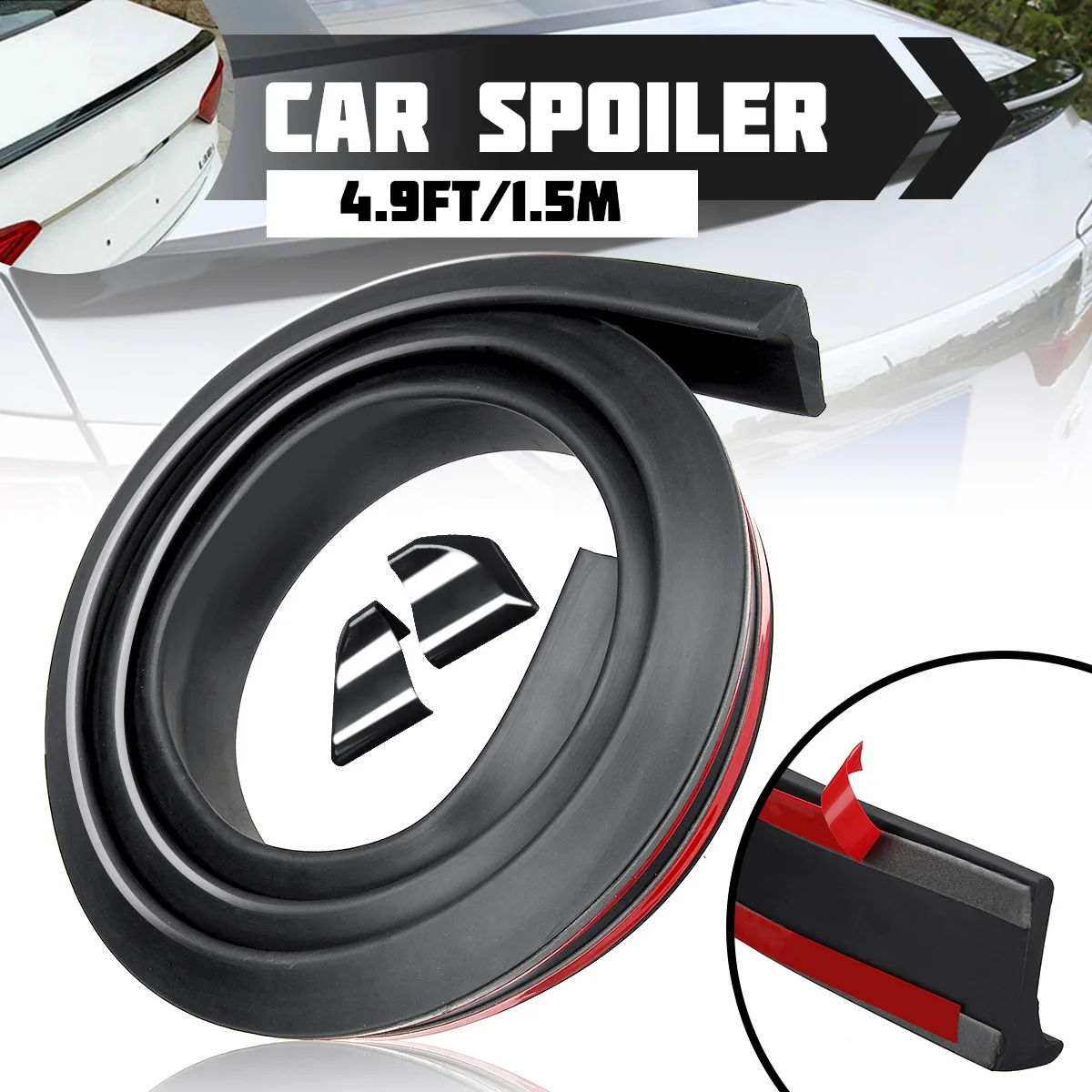 

1.5M Universal Car Rear Roof Splitter Spoiler Trim Strip Cover Auto Tail Wing Lips Protector Rear Trunk Lip Stickers