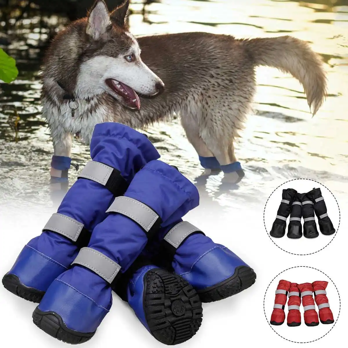 

4Pcs/set Size 55-100 Outdoor Long Dog Boot Waterproof Big Dog Shoe Winter Snow Boots Seam Sealing Rain Jack Boots
