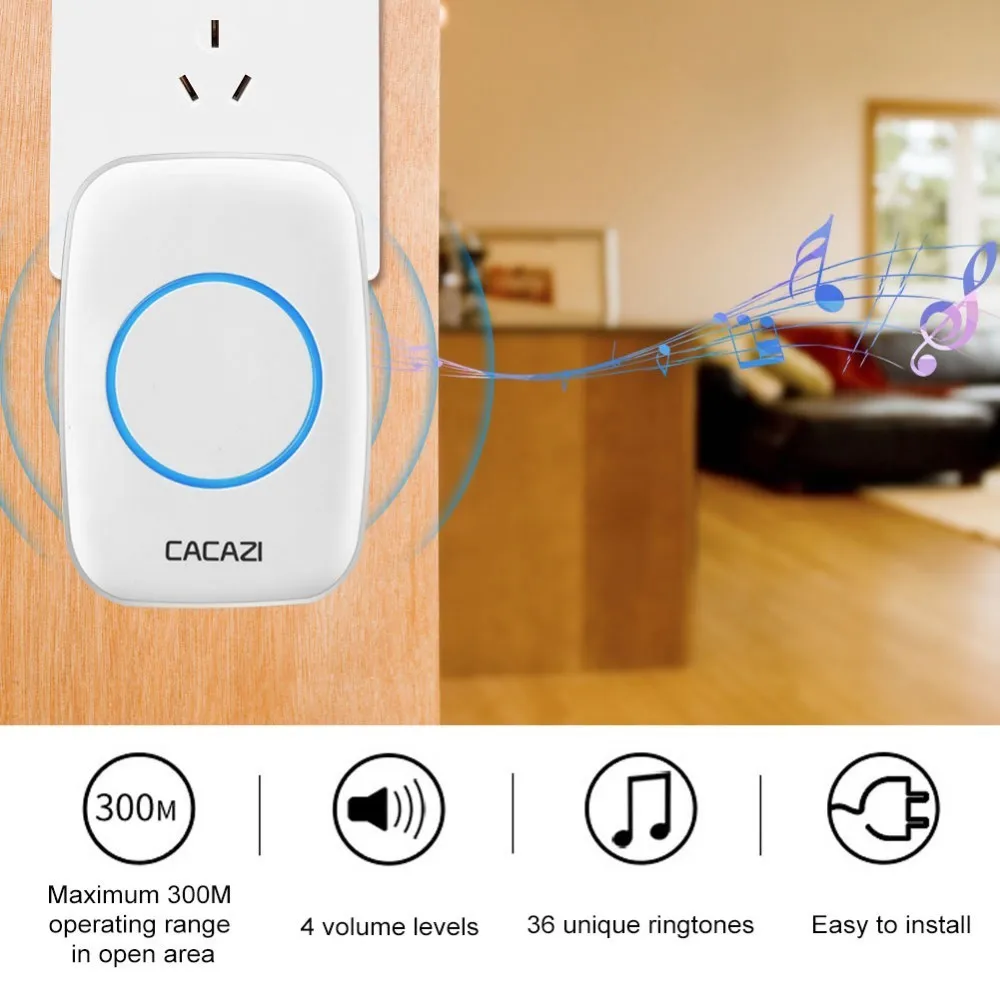 Cacazi Wireless Doorbell Waterproof 300m Range Door Bell Low Price High Quality Home 38 Chimes Door Ring Cacazi Wireless Doorbell Waterproof 300m Range Door Bell Low Price High Quality Home 38 Chimes Door Ring