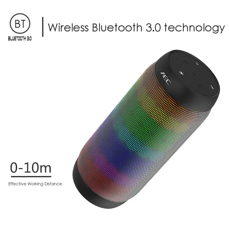 Bluetooth Колонка AEC BQ 615 PRO с цветными светодиодными лампами Hi Fi стерео беспроводная