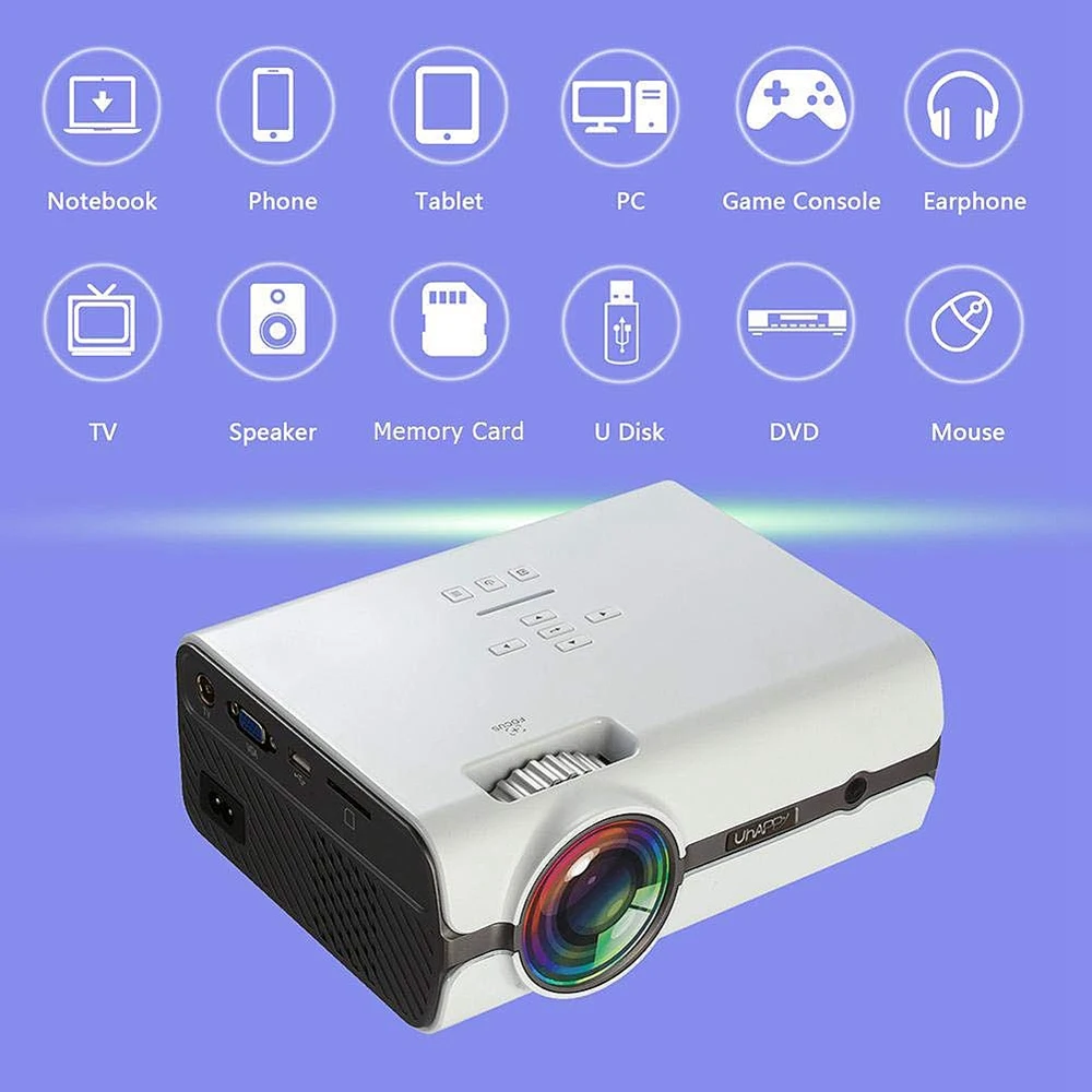 Светодиодный проектор Uhappy U45 Pro 1080P для домашнего кинотеатра (Поддержка Dlna Sd карты