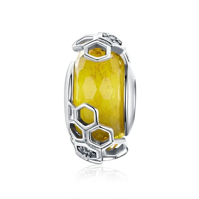 

Trendy New 925 Sterling Silver European Honeycomb Bee Glass Beads fit Original Bracelets & Bangles DIY Jewelry SCC1073