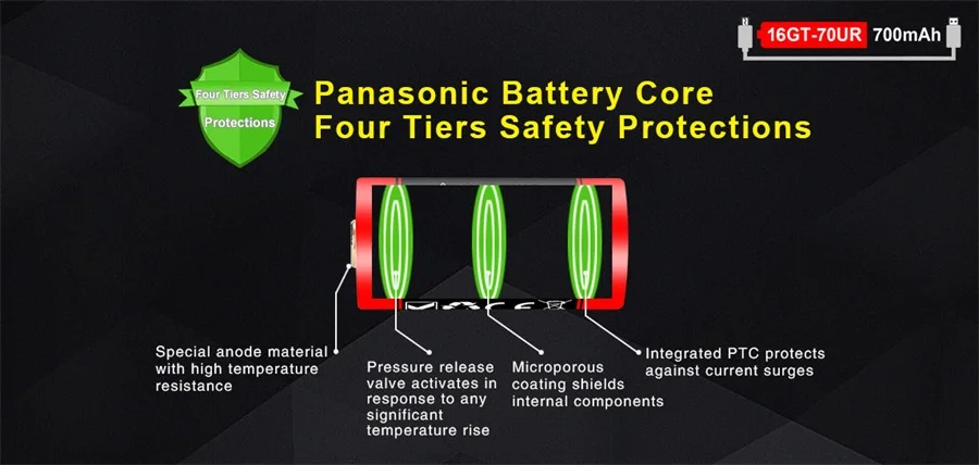 Klarus 16GT 70UR 700 mAh Micro usb Зарядка Высокая разрядка 16340 литий ионная батарея|Портативные
