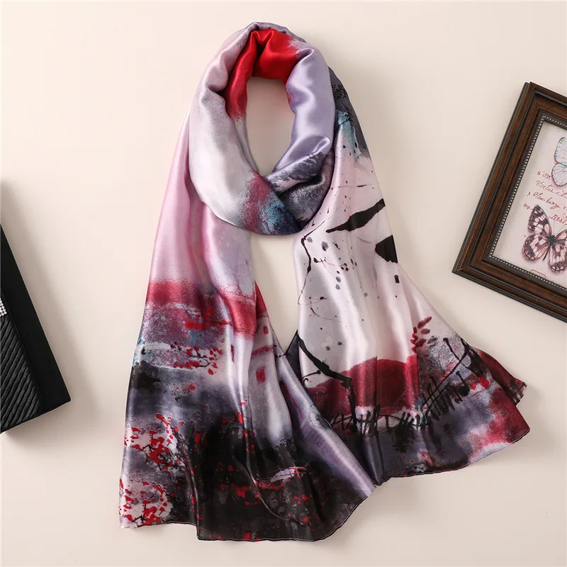 Дизайнерский брендовый женский шарф летние шелковые шарфы с принтом длинного размера шали и палантины для леди пашмины бандана шарф хиджаб