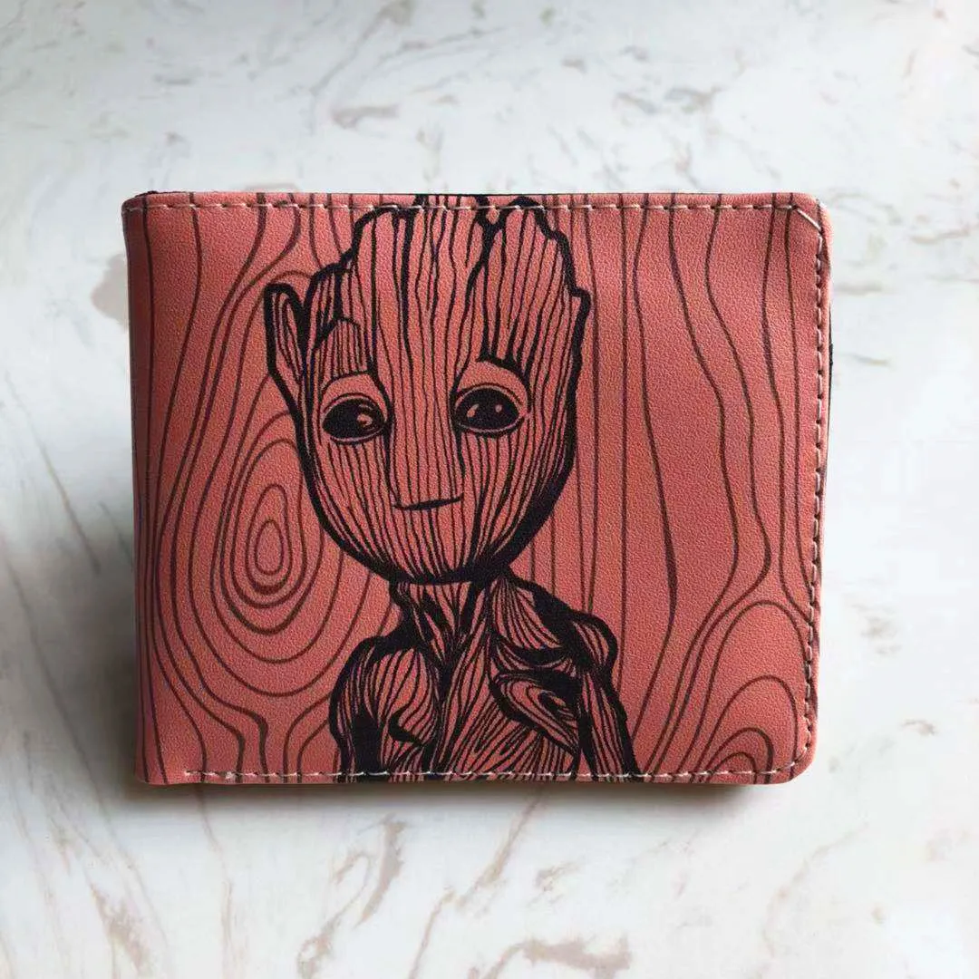 

Guardians of the Galaxy Groot Wallet Young Men and Women Short Wallets Fashion Student Purse PU Leather Cosplay Gift Otaku