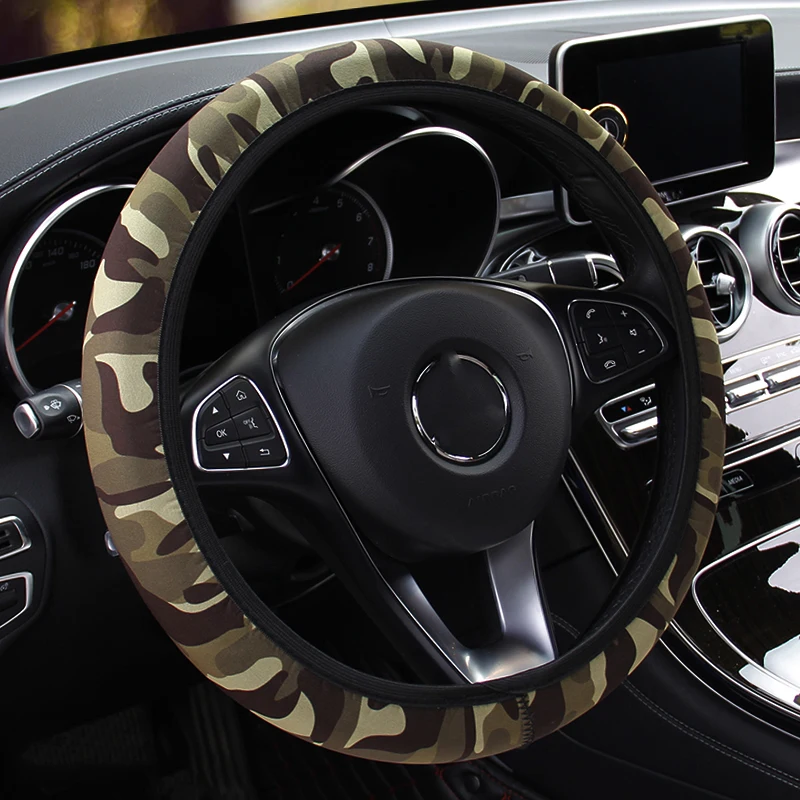 Camouflage Car Steering-wheel Cover Fit For Most Cars Car Styling SBR Lycra Steering Cover Auto Interior Accessories Anti-slip Camouflage Car Steering-wheel Cover Fit For Most Cars Car Styling SBR Lycra Steering Cover Auto Interior Accessories Anti-slip