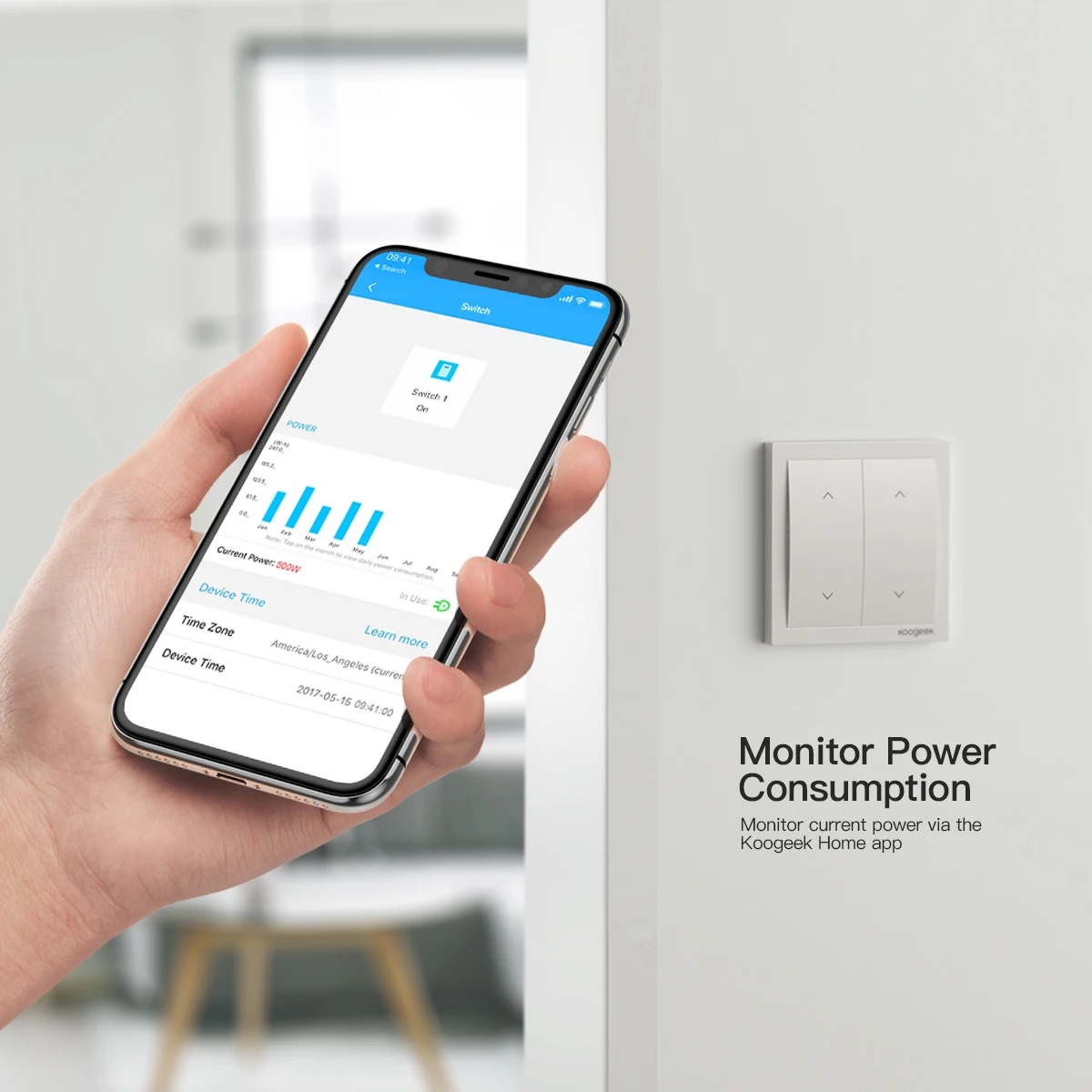 Koogeek 2 Gang Wifi Light Switch Wireless Siri Remote Control