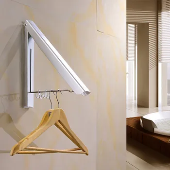 

Invisible Clothes Hanger Aluminum Folding Drying Rack Folding Towel Drying Coat Hanger Holder With 2 Racks Space-Saving Hangers
