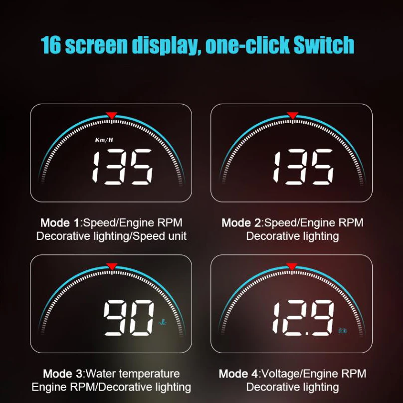 3,5 дюймов Универсальный Автомобильный дисплей на голову Hud Obd Ii Obd2 Mph/Km/H Предупреждение о превышении скорости цифровой спидометр Дисплей Расход топлива