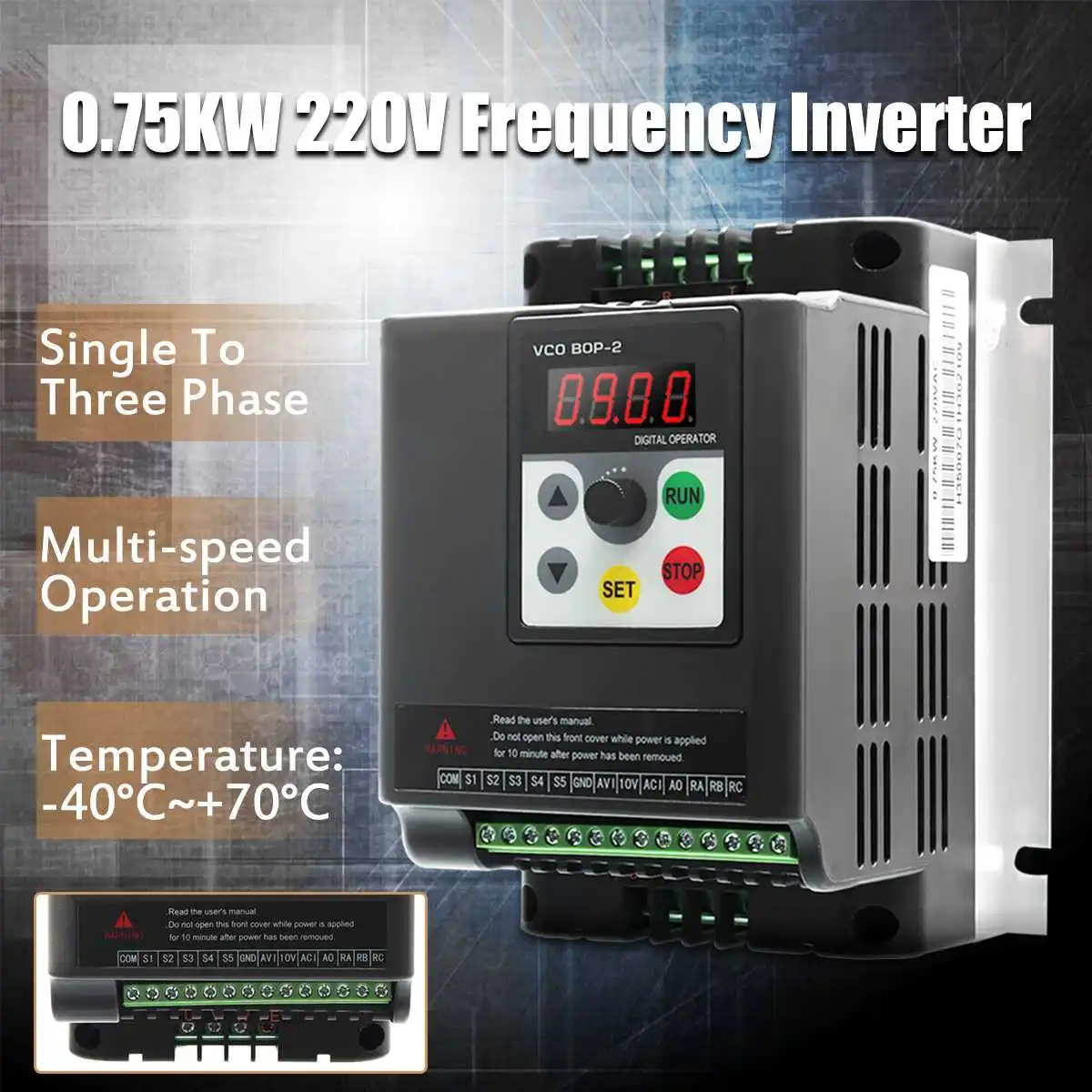 

0.75KW AC220V Single Phase Variable Frequency Inverters Converter LED Display for Motor Speed Control Converter