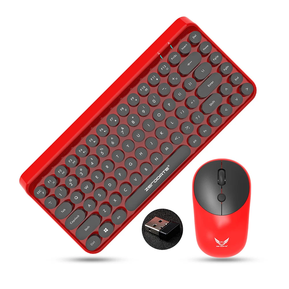 

2.4GHz Wireless Keyboard Mouse Set Vintage Punk 84 Round Keys 4 Buttons for Laptop Desktop PC