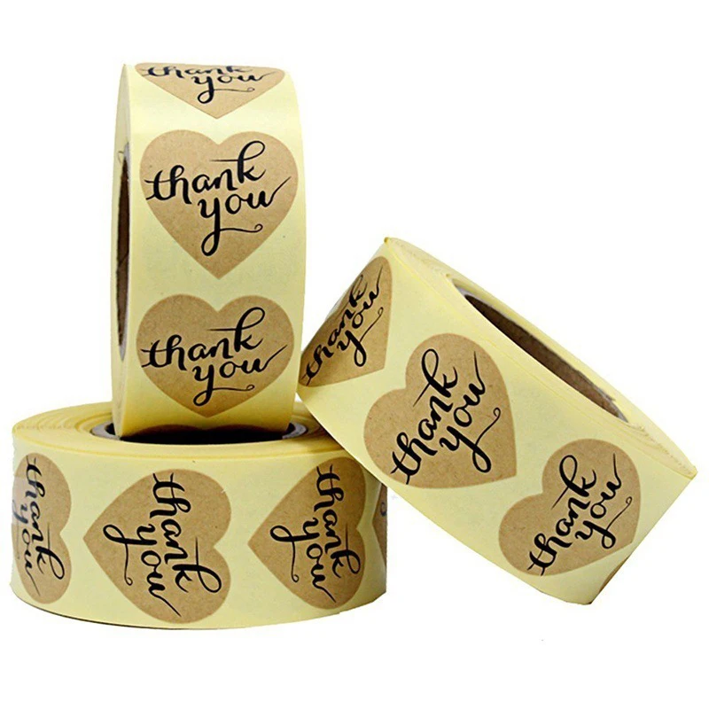 

500pcs/roll Handmade Love Sticker Thank You Card Label stickers for Gift Box Craft Baking DIY wedding gift decor Adhesive Labels