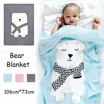

1pc Baby Toys for Newborn Cute 3D Bear Climbing Blankets Warm Knitted Swaddle Kids Bath Towel Baby Toddler Bedding Blankets