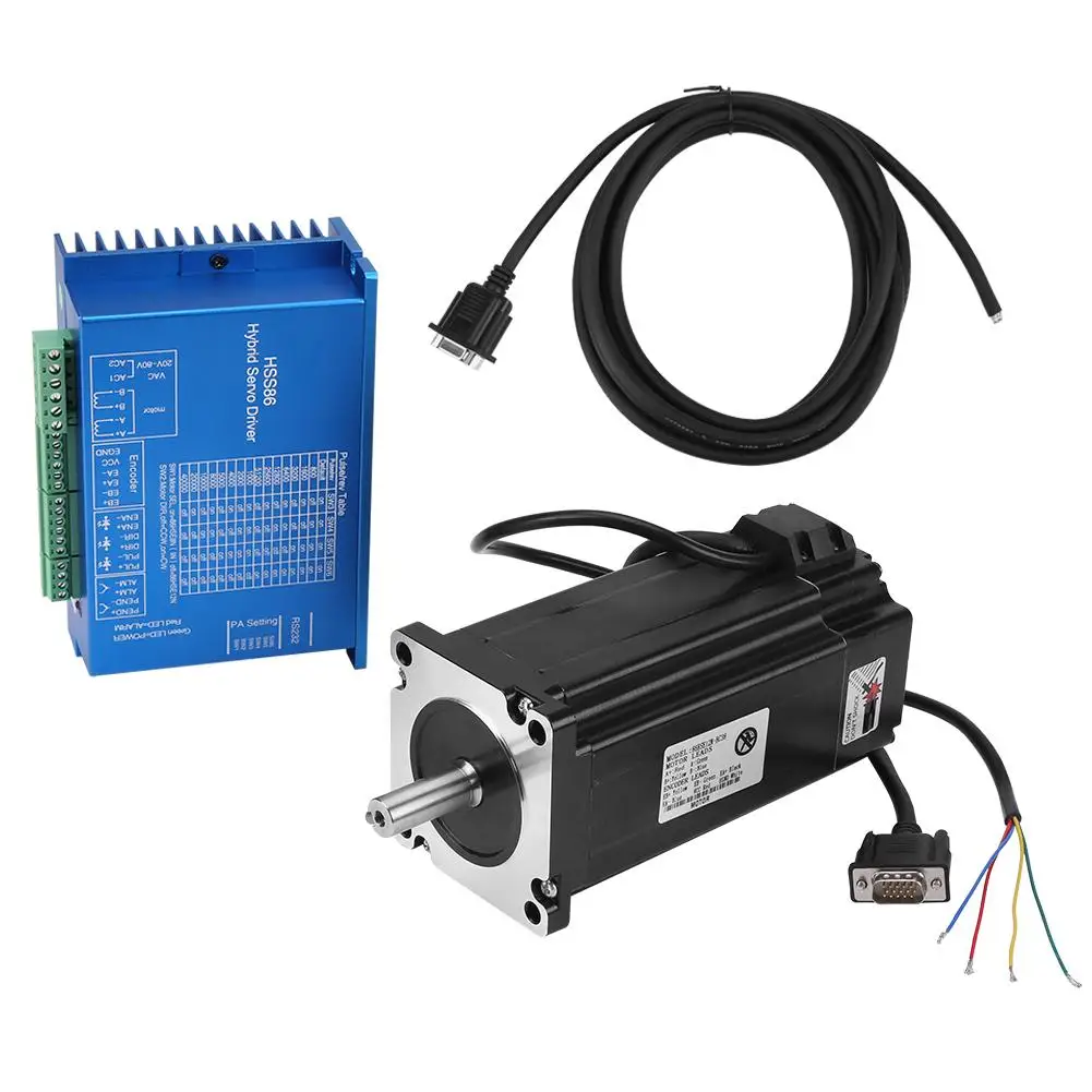 

1 Set HSS86 Speed Stepper Drive Set Hybrid Servo Driver + NEMA34 Closed-Loop High Speed Stepper Servo Motor 12N.M 0~3000RPM