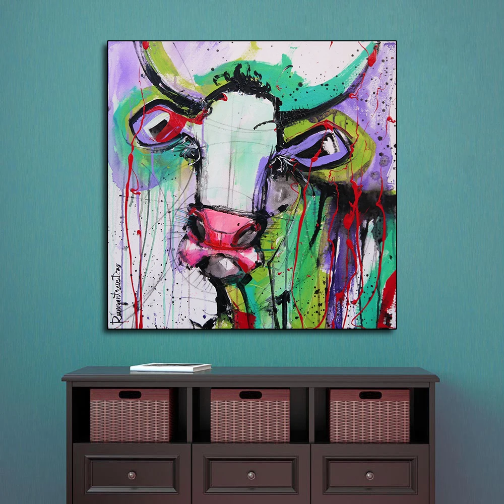 AAVV плакат и картина современная абстрактная корова на холсте Настенная для