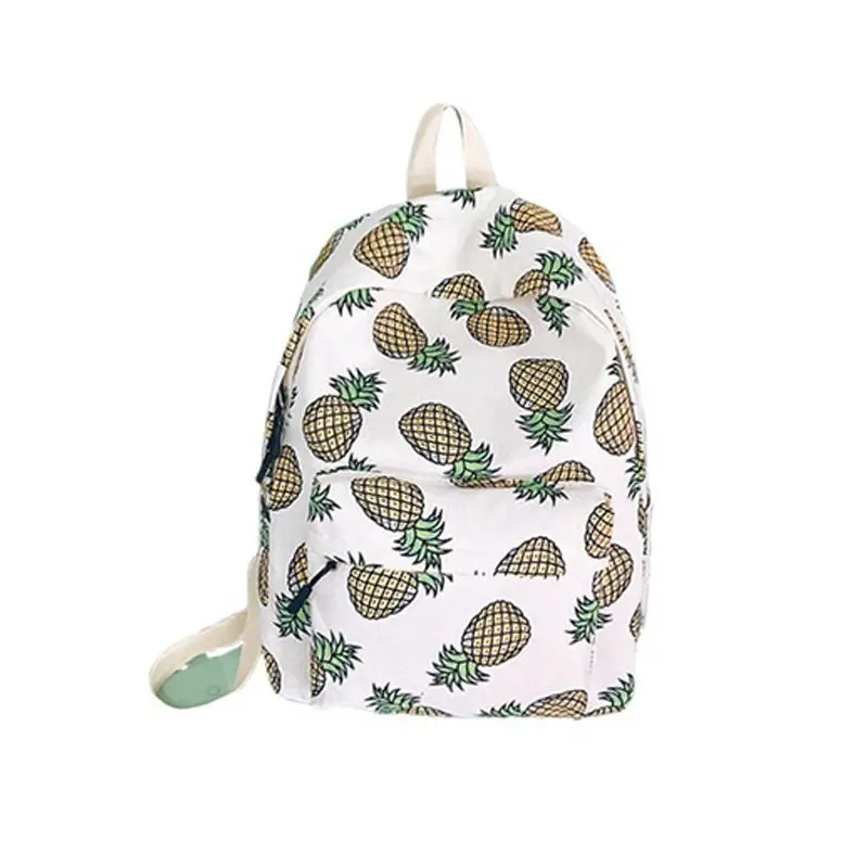 

Women Pineapple Print Canvas Backpack School Shoulder Book Bag Travel Bags