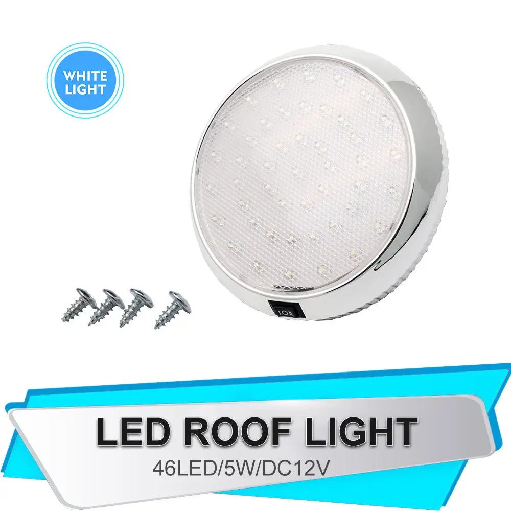 

DC12V Car Round Ceiling Dome Roof Interior Light Lamp On/Off Switch 46 LED White Light