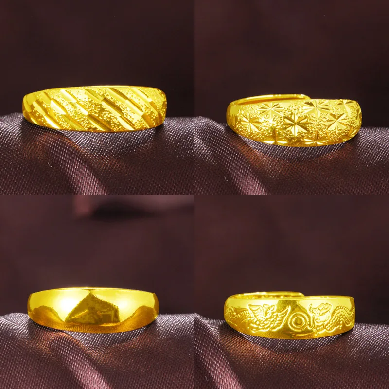 

Glossy Vietnam Alluvial Gold Rings High Quality No Fade Plated Adjustable Rings for Women Jewelry