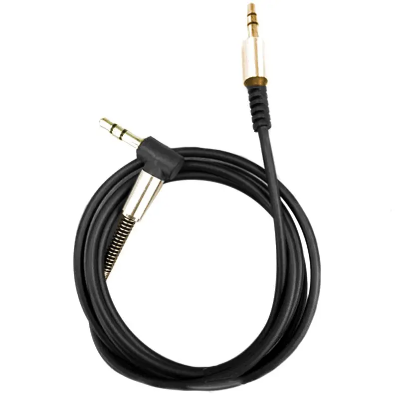 3.5mm Male to M Aux Cable Cord L-Shaped Right Angle Car Audio Headphone Jack Blk