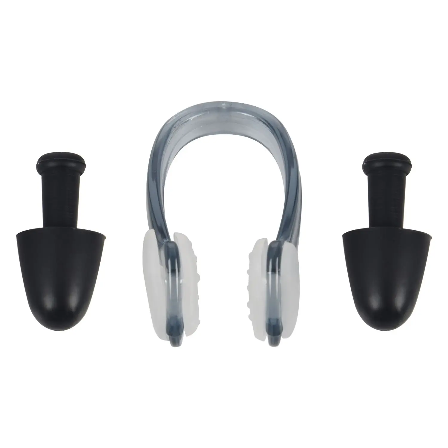 PVC Swim Swimming Nose Clip Earplugs Black Clear Plastic Case for Adult