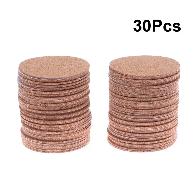 

30Pcs/Set Round Cork Mats Self-Adhesive Eco-Friendly Insulation Coasters Cup Pads For DIY Crafts Home Restaurant (10x10x0.2cm)