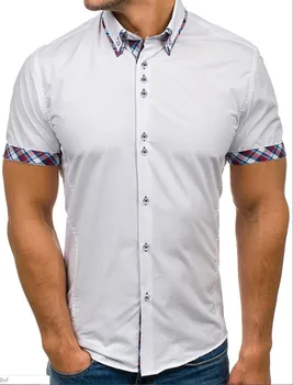 

New Men Tops Tee Shirt Slim Fit Short Sleeve Plaid Print Casual Collar Summer Soft Shirts Plus Size 3XL Men clothing