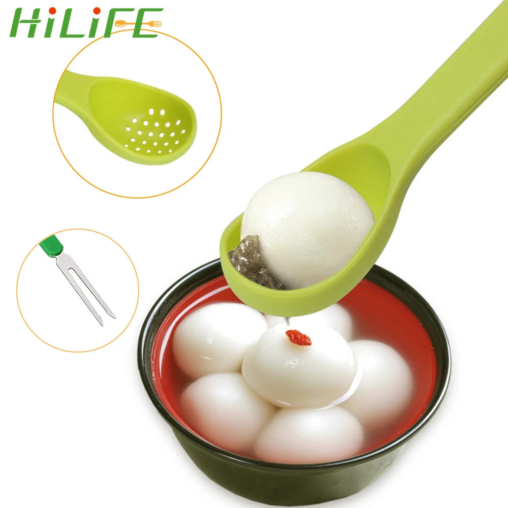 HILIFE 2 в 1 половник дуршлаг фильтр Stainles сталь фрукты вилка длинная ручка