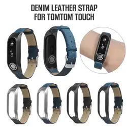 Новый Винтаж кожа холщовый браслет группа металлический корпус браслет ремешок часы для Tomtom Touch высокое качество