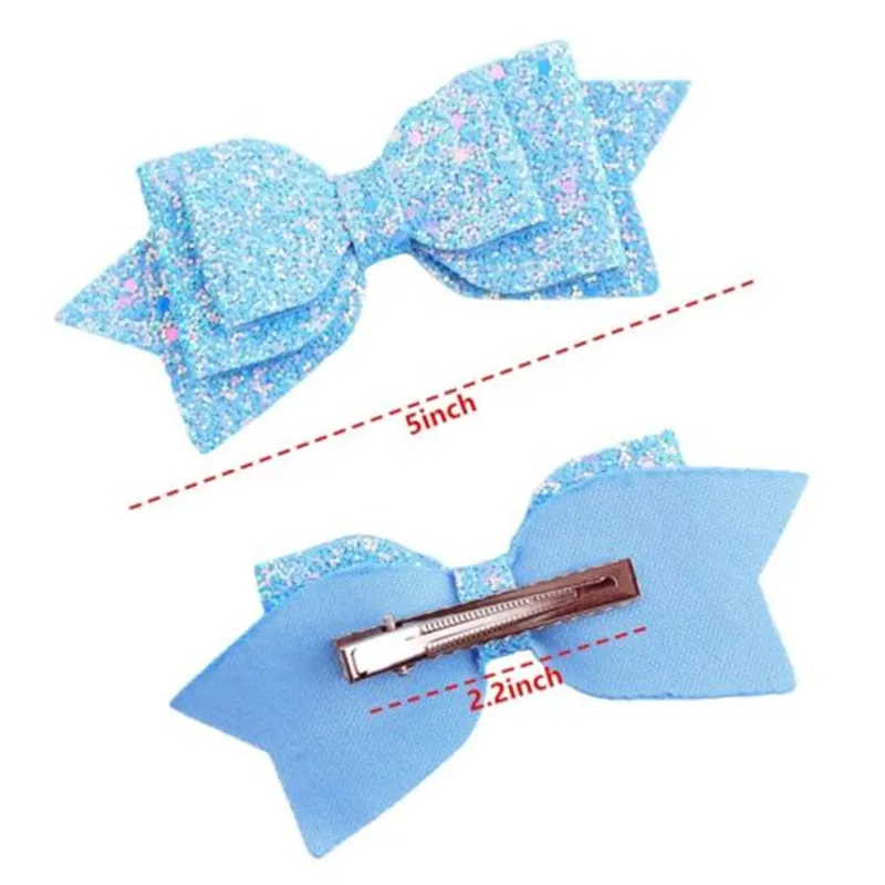 

5PCS Fashion Hair Bows Sequin Sparkle On Clip Baby Toddler Girls Baby Bows