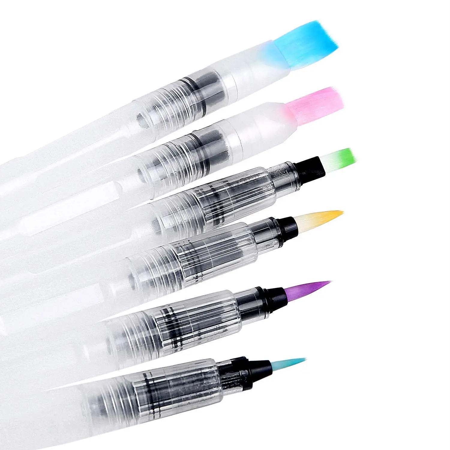 Воды окрашивающая щетка ручки, набор из 6 кисти для акварели для водорастворимый Цветные карандаши, вода Цвет маркеры, пигмент