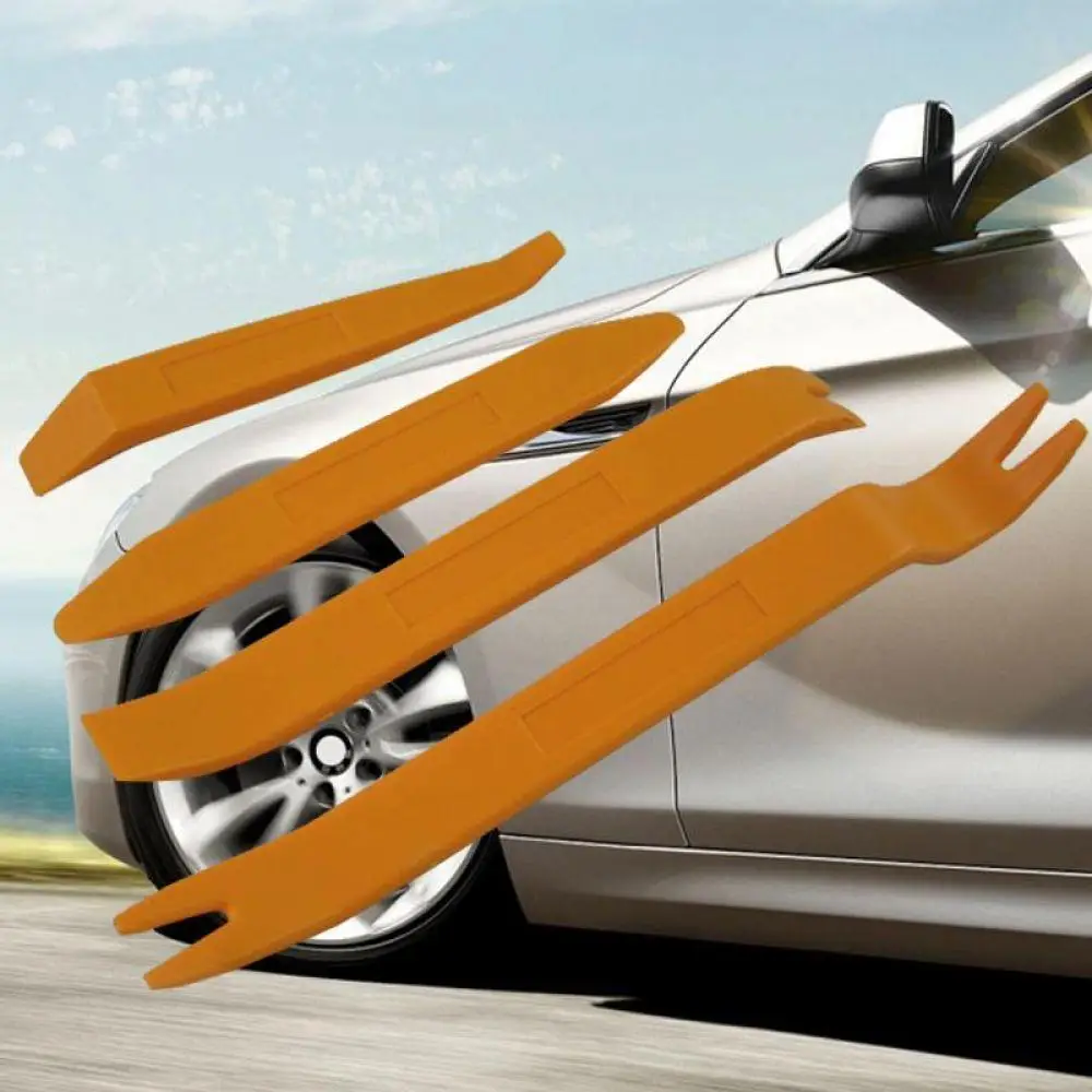 

Professional 4Pcs Orange ABS Automobile Audio Door Clip Panel Trim Dash Auto Radio Removal Pry Tools Set Car Panel Removal Tool