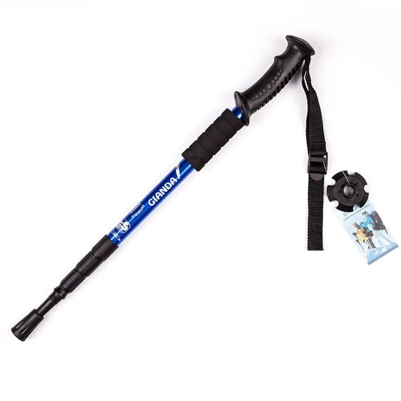 

1pc Walking stick Hiking Walking Trekking Trail Poles Ultralight 4-section Adjustable Canes Protector Aluminum Alloy Rod