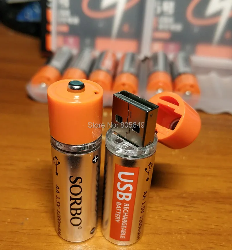 4 шт. перезаряжаемые литий ионные USB батареи 1 5 в AA 1200 мАч|Перезаряжаемые батареи| |
