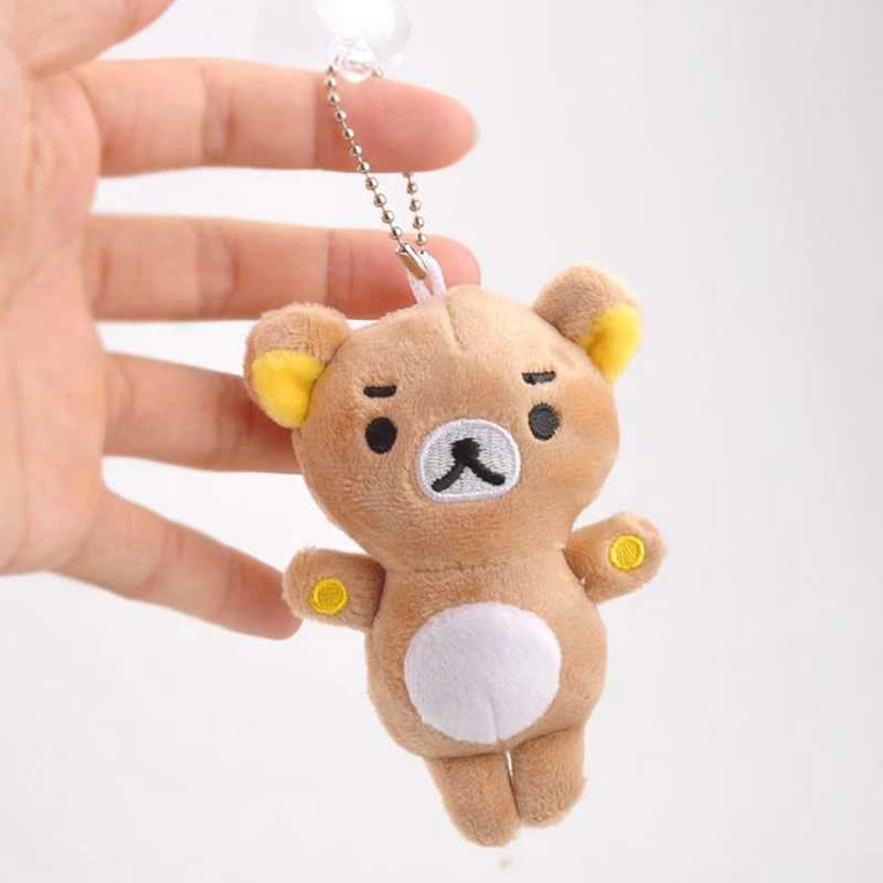 

1 Pc lovely Rilakkuma bear stuffed plush key chain ornament bag chains pendant key ring for girls plush toy