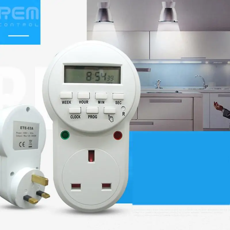 

Programmable Relay 24 Hour Kitchen Led Switch Timer Socket Digital Wall Plug UK/EU/US plug