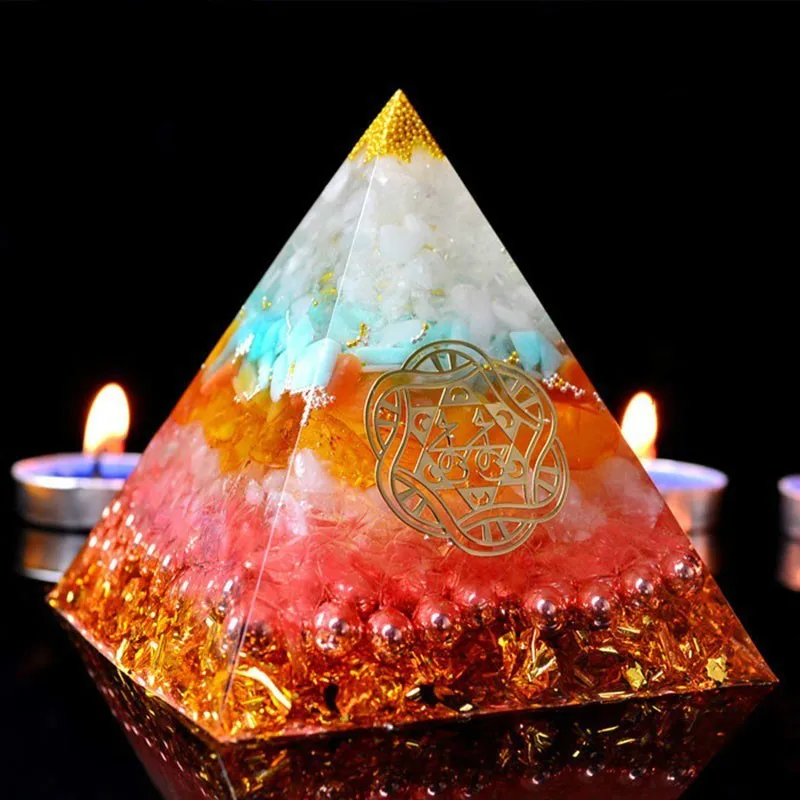 

2019 Orgonite High-frequency Energy Pyramid Rune Reiki Ornaments To Promote Peaches Fortune Aura Crystal Christmas Gifts