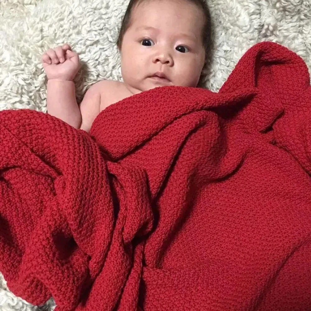High Quality Candy Color Infant Woolen Blanket Children Knitted Baby
