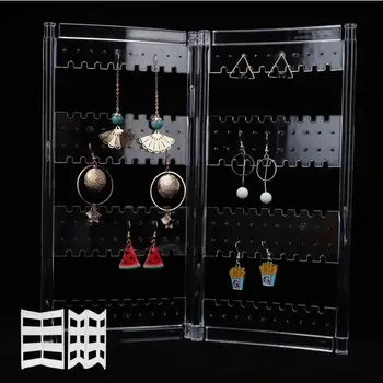 

Jewelry Organizer ABS Earring Necklace Storage Door Jewelry Hanging Holder Rack Transparent Jewelry Display Stand with 60 Holes