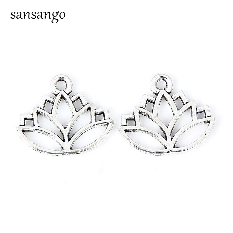 

10pcs Silver Lotus Flower Small Alloy Charm Pendant Jewelry DIY Necklace Bracelet Gift Accessories For Women Men Dropshipping