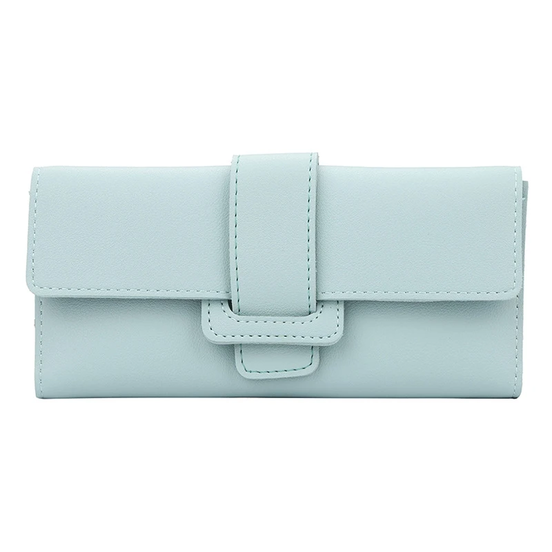 

Ladies Wallet Europe And United States Fashion Long Three Fold Clutch Bag Multi-Function Buckle Zip Coin Purse