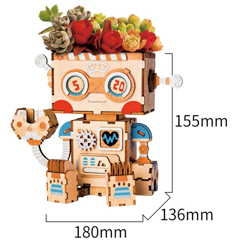 Robotime 3D Деревянный робот головоломка креативная коробка для хранения цветочных