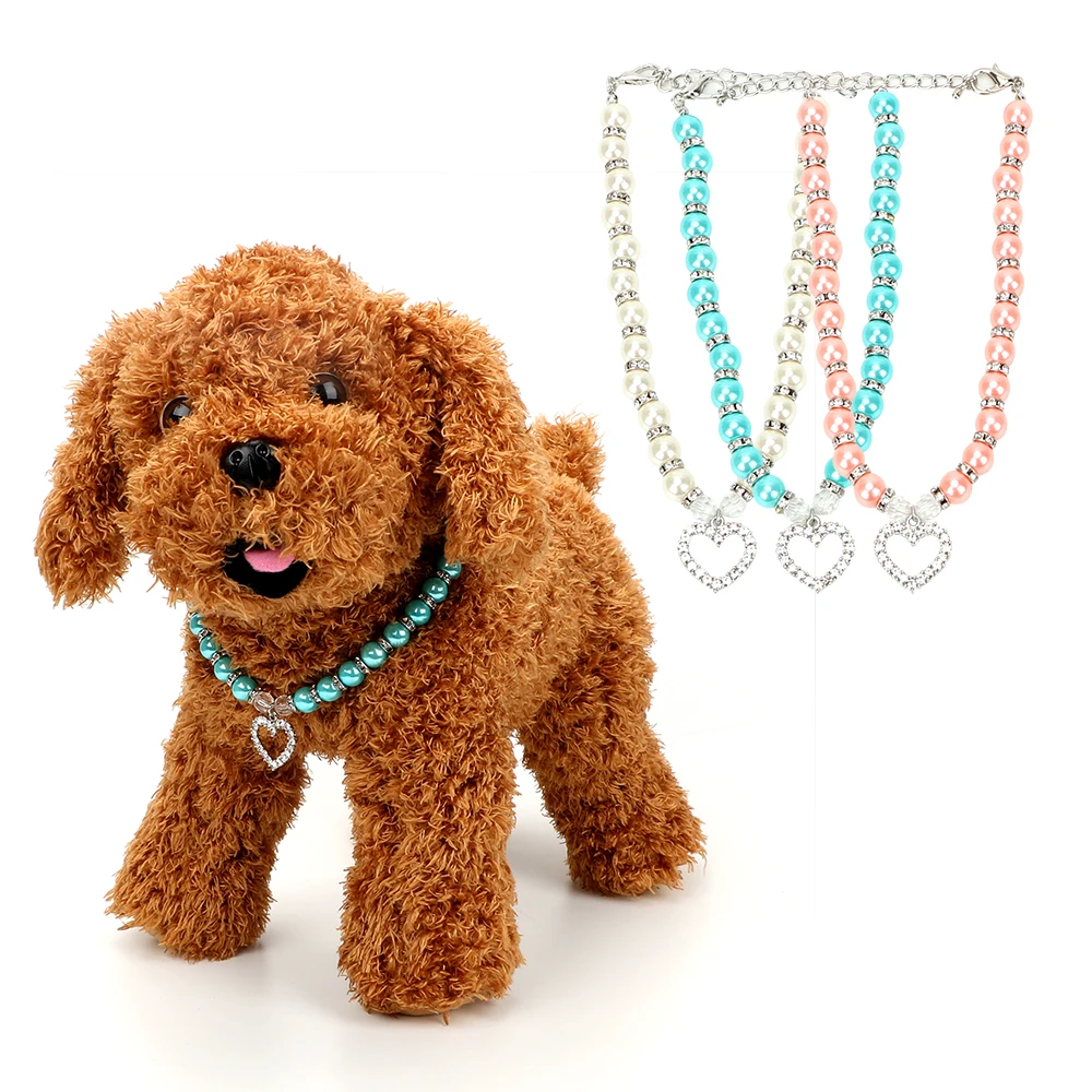 

Diamond Pets Dogs Cats Collar Jewelry S/L Size Pet Product Fashion Pet Coller Pet Accessories Puppy Dog Cat Pearl Necklace