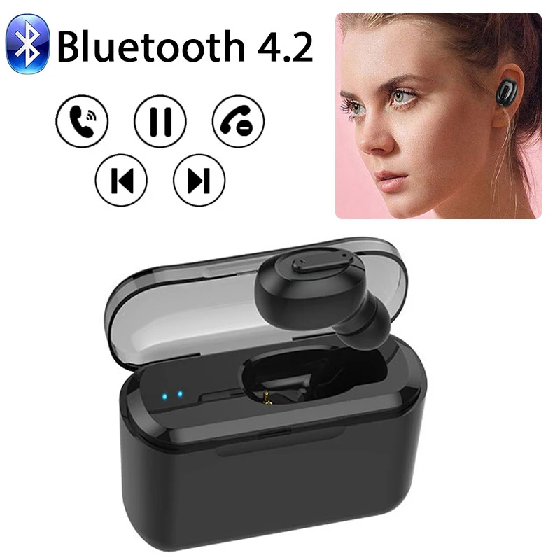 T1 Wireless Bluetooth Invisible Headphones Single Ear 4.2 Edr Mini Wireless Headset With Charging Box