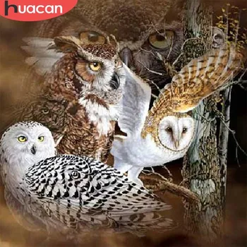 

HUACAN 5D DIY Diamond Painting Full Square Forest Owl Diamond Embroidery Cross Stitch Rhinestone Wall Stickers Home Decor