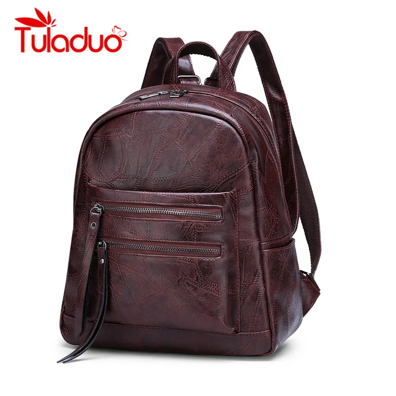 

New Female Backpack High Quality Vintage Women's Backpack PU Leather School Bags New Fashion Girls Travel Bags Mochila Feminina