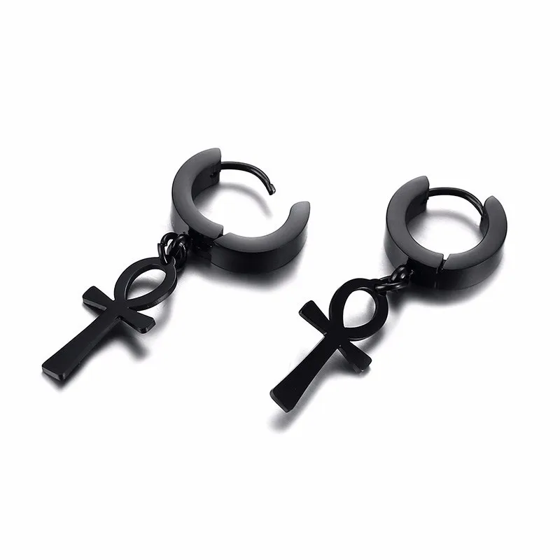 ANKH HUGGIE EARRINGS STAINLESS STEEL EGYPTIAN CROSS DROP EARING FOR MEN WOMEN EGYPT JEWELRY 3