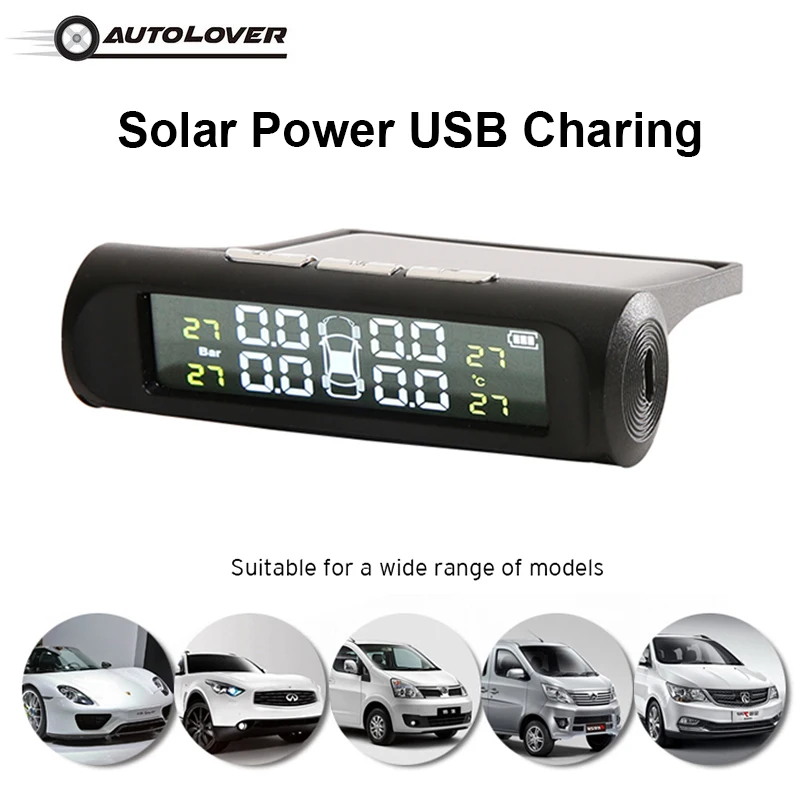 

Smart Car TPMS Solar Power USB External Internal Sensor Car Tire Pressure Monitoring System Realtime Alarm for SUV Vehicle MPV